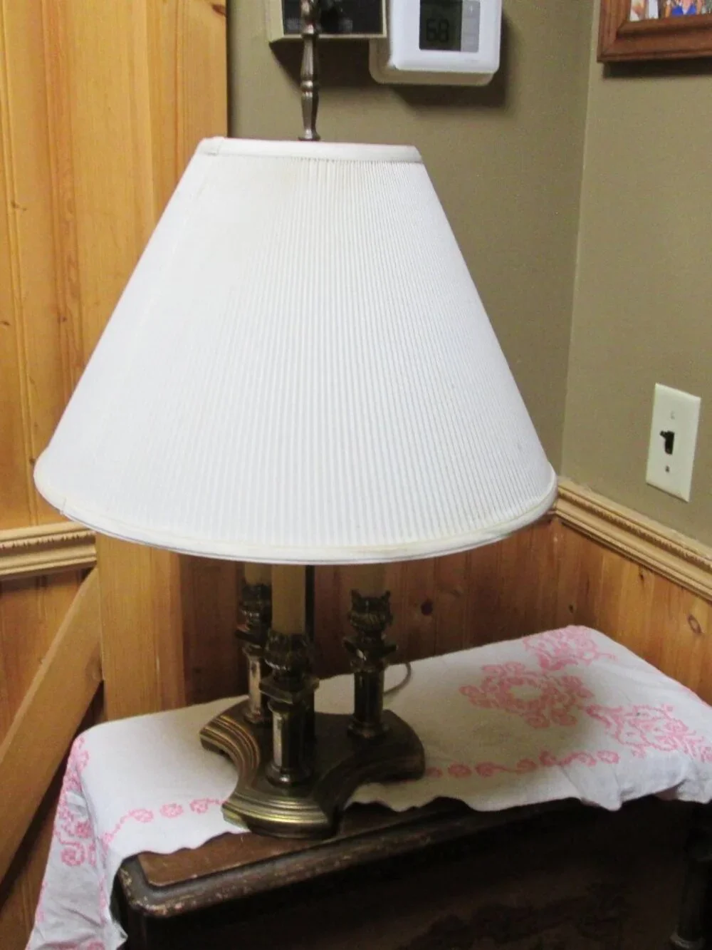 Vtg french style solid brass bouillotte 3 candlepillar 2 way light 21 in lamp